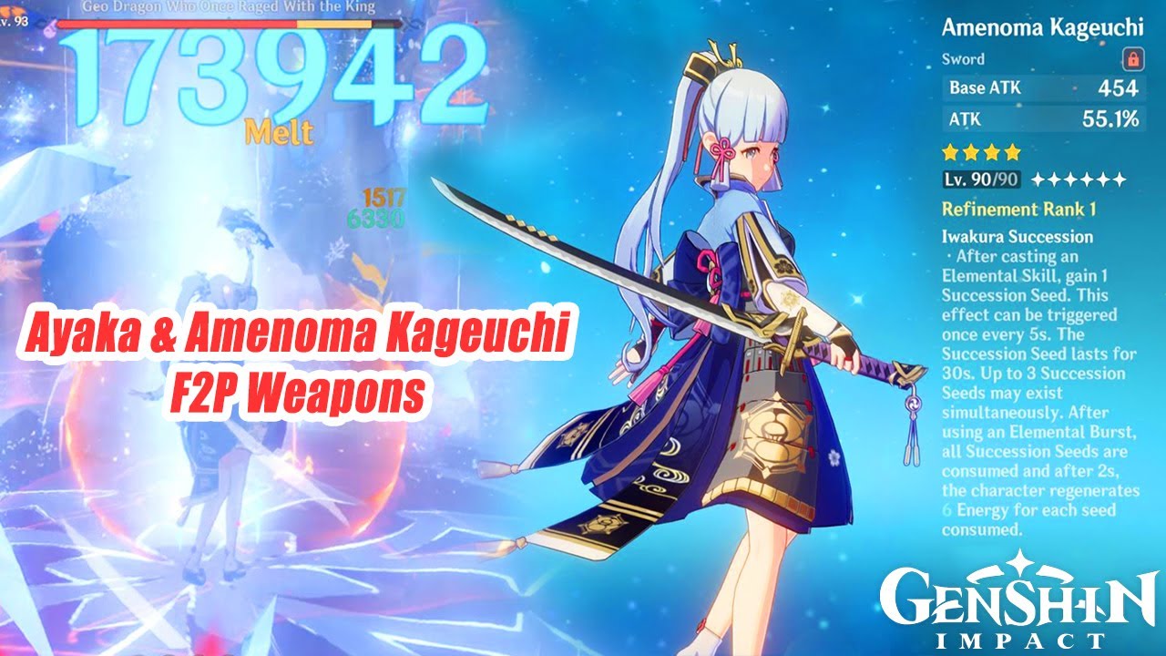 Ayaka Amenoma Kageuchi F2P Weapons Damage Showcase Genshin Impact 2