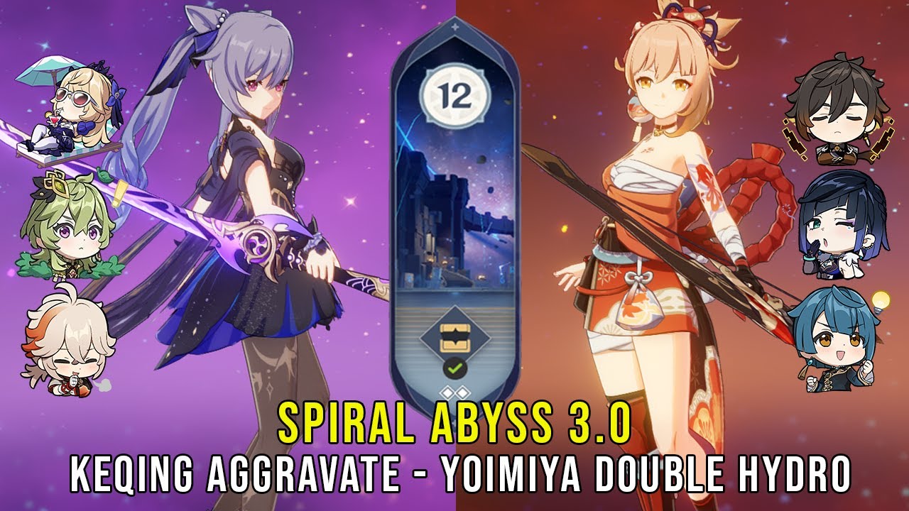 C0 Keqing Aggravate And C0 Yoimiya Double Hydro Genshin Impact Abyss