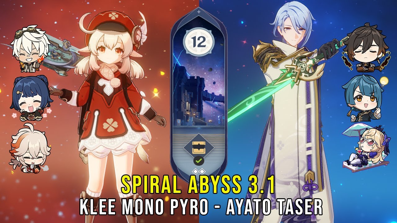 C0 Klee Mono Pyro And C0 Ayato Taser Genshin Impact Abyss 3 1 Floor