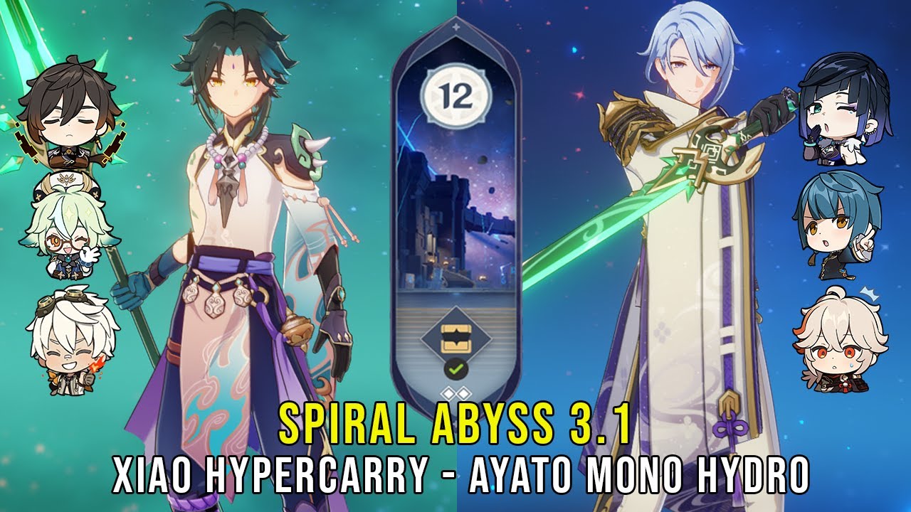 C0 Xiao Hypercarry And C0 Ayato Mono Hydro Genshin Impact Abyss 3 1