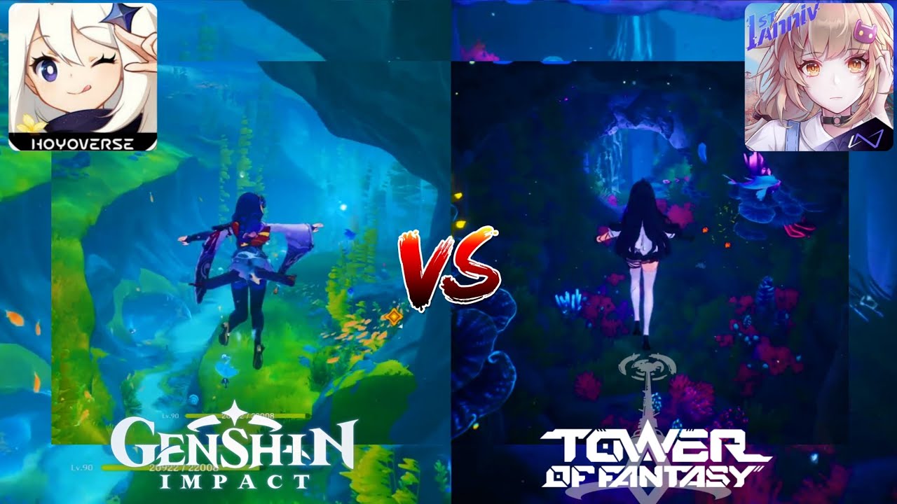 Genshin Impact Vs Tower Of Fantasy Underwater Gameplay Mechanic