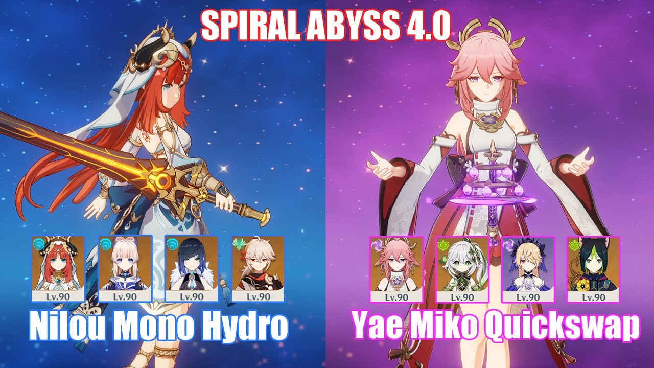 C0 Nilou Mono Hydro C0 Yae Miko Quickswap Spiral Abyss 4 0