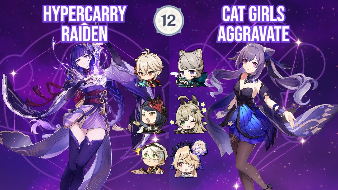 C Raiden Hypercarry X C Keqing Cat Girls Aggravate Genshin Impact