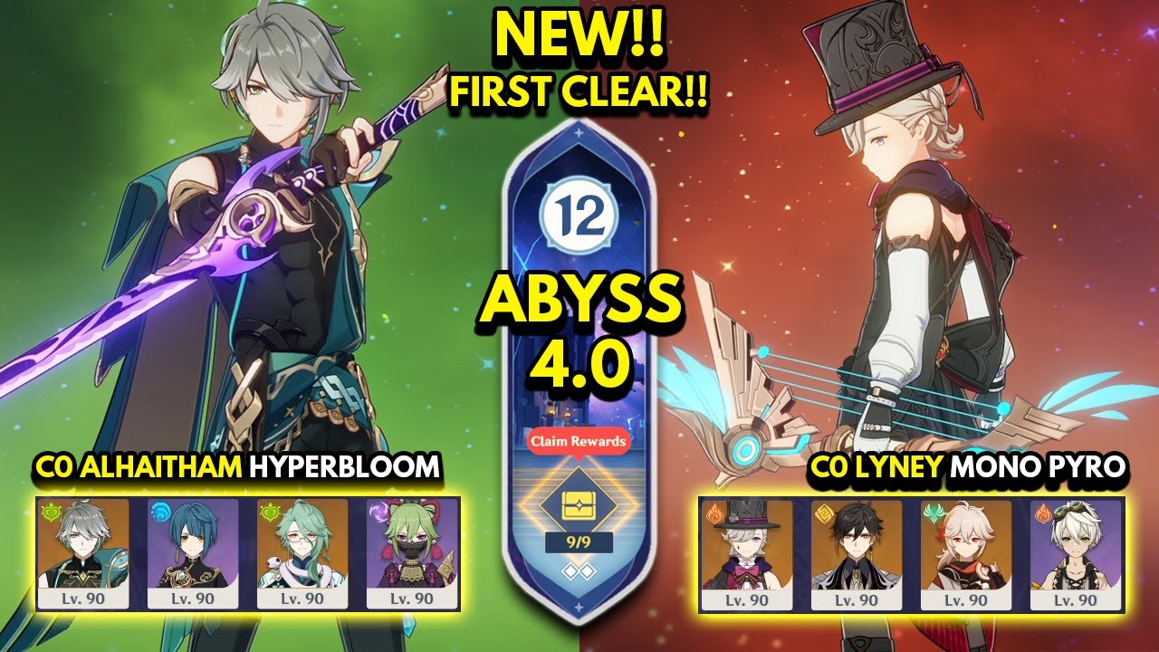 NEW Spiral Abyss 4 0 Floor 12 9 Stars First Clear C0 ALHAITHAM C0