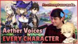 Aether's Voice Actor Tries to Voice Every Genshin Impact Character | Genshin Impact