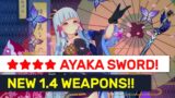 NEW 1.4 Weapons Details! BEST Ayaka ★★★★ Sword? Ayaka Assassinate Clip! | Genshin Impact