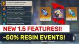 AMAZING 1.5 Features! Weekly Boss Loots Exchange! -50% Resin Events! | Genshin Impact