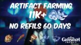 Genshin Impact |  60 Days Artifact Farming 11K+ Resin Used No Refils