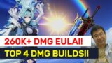 LIVE Eula Wish & BEST DPS Build Testing! 260K+ DMG! Constellation 0!  | Genshin Impact