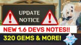 NEW 1.6 DEVELOPERS NOTES! 1.6 Character Housing & Free Gems! | Genshin Impact