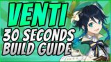 VENTI BEST SUPPORT BUILD  – 30 SECONDS CHARACTER GUIDE – GENSHIN IMPACT #Shorts