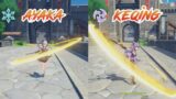 AYAKA VS KEQING GAMEPLAY (Side by Side Comparison) Normal Attacks, Burst, Skill | Genshin Impact