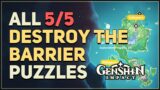 All 5 Destroy the Barrier Puzzles Genshin Impact Inazuma