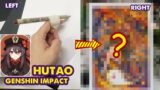 DRAWING CHALLENGE With One Finger – Hutao from Genshin Impact | Huta Chan