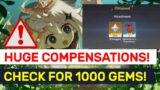 MASSIVE 1000 GEMS MiHoYo Compensations! NEW Apology Mails! | Genshin Impact