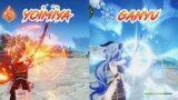 YOIMIYA VS GANYU GAMEPLAY (Side by Side Comparison) Normal Attacks, Burst, Skill | Genshin Impact