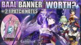 2.1 BANNER BREAKDOWN & PATCH NOTES | Raiden Shogun (Baal) & Engulfing Lightning | Genshin Impact