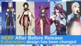 Genshin Impact 5 Characters Changed Design | NERF Mona, Albedo 1.2,Xiao 1.3,Rosaria 1.4, Ayaka 1.5+