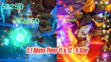 Genshin Impact 2.1 Abyss Floor 11 & 12 – 9 Star Gameplay – New Healer Meta ?