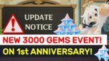 NEW Genshin 1st Year Anniversary 3000 Gems Welkin Moon Raffle & Events! | Genshin Impact