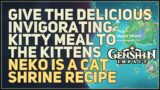 Give the Delicious Invigorating Kitty Meal to the kittens Genshin Impact
