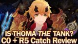 C0 THOMA REVIEW: R5 The Catch & Emblem F2P Build! Shield, Damage, Team Value Analysis | Genshin 2.2