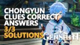 Chongyun Clues Correct Answers Genshin Impact