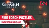 Genshin Impact Fire Torch Puzzles in Underground Cave Between Shirikoro Peak & Chirai Shrine