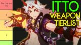Arataki Itto Best Weapons Tierlist By Weapon Refine | The Clublist | Genshin Impact
