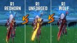 Arattaki Itto Weapon Comparison | Redhorn R1 VS  Unforged R1 VS Gravestone R1 [Genshin impact]