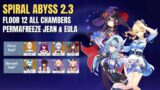 Spiral Abyss 2.3 | Permafreeze Jean & Luxurious Sea-Lord Eula – Floor 12 (9 Stars) | Genshin Impact