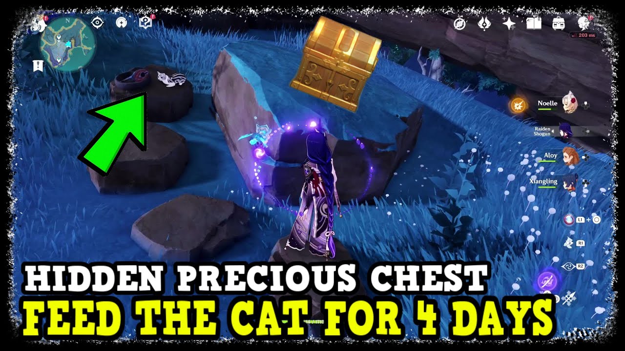 Genshin Impact Hidden Precious Chest on Seirai Island (Feed the Cat for