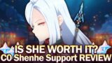 She's Good, BUT… C0 SHENHE REVIEW: R1 Queller, Support, Damage, Team Value Analysis