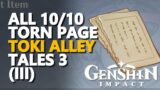 Torn Page Toki Alley Tales 3 (III) Genshin Impact All 10/10 2.1