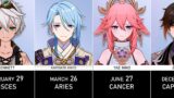Genshin Impact – Birthdays, Zodiac signs Dates Comparison / All Characters 2.6