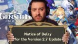 Genshin Impact 2.7 is delayed – My thoughts