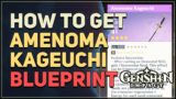 How to get Amenoma Kageuchi Inazuma Sword Craft Blueprint Genshin Impact