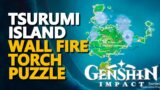 Tsurumi island Wall Fire Torch Puzzle Genshin Impact
