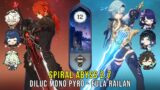 C1 Diluc Mono Pyro and C0 Eula Raiden Yelan – Genshin Impact Abyss 2.7 – Floor 12 9 Stars