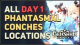 All Day 1 Phantasmal Conches Locations Genshin Impact