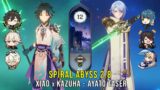 C0 Xiao x Kazuha and C0 Ayato Taser – Genshin Impact Abyss 2.8 – Floor 12 9 Stars