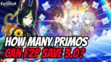 How Many Primogems Can F2P Save In 3.0? | Genshin Impact