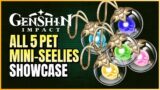 All 5 Mini Seelie Showcase In Lost Riches | Viola, Curcuma, Dayflower, Rose, Moss | Genshin Impact