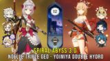 C6 Noelle Triple Geo and C0 Yoimiya Double Hydro – Genshin Impact Abyss 3.0 – Floor 12 9 Stars