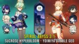 C6 Sucrose Hyperbloom and C0 Yoimiya Double Geo – Genshin Impact Abyss 3.1 – Floor 12 9 Stars