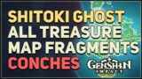 All Shitoki Treasure Map Fragments Conches Genshin Impact