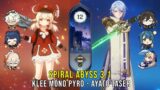 C0 Klee Mono Pyro and C0 Ayato Taser – Genshin Impact Abyss 3.1 – Floor 12 9 Stars