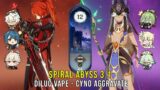 C3 Diluc Vape and C1 Cyno Aggravate – Genshin Impact Abyss 3.1 – Floor 12 9 Stars
