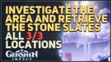 Investigate the area and retrieve the stone slates Genshin Impact