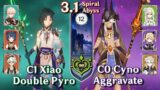 Spiral Abyss 3.1 – C1 Xiao Double Pyro & C0 Cyno Aggravate | Floor 12 Full Stars | Genshin Impact